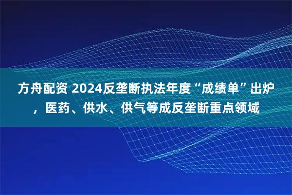 方舟配资 2024反垄断执法年度“成绩单”出炉,医药、供水、供气等成反垄断重点领域